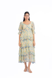 PASTEL YELLOW - MULTI COLOR CHIFFON CHARMY DRESS