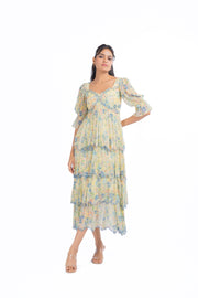 PASTEL YELLOW - MULTI COLOR CHIFFON CHARMY DRESS