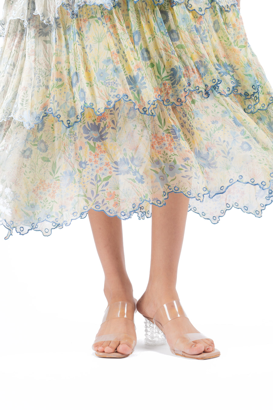 PASTEL YELLOW - MULTI COLOR CHIFFON CHARMY DRESS
