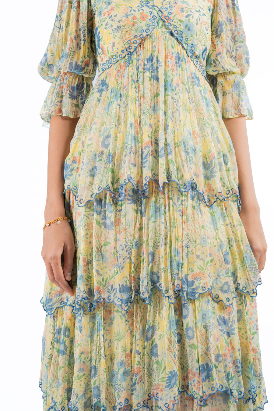 PASTEL YELLOW - MULTI COLOR CHIFFON CHARMY DRESS