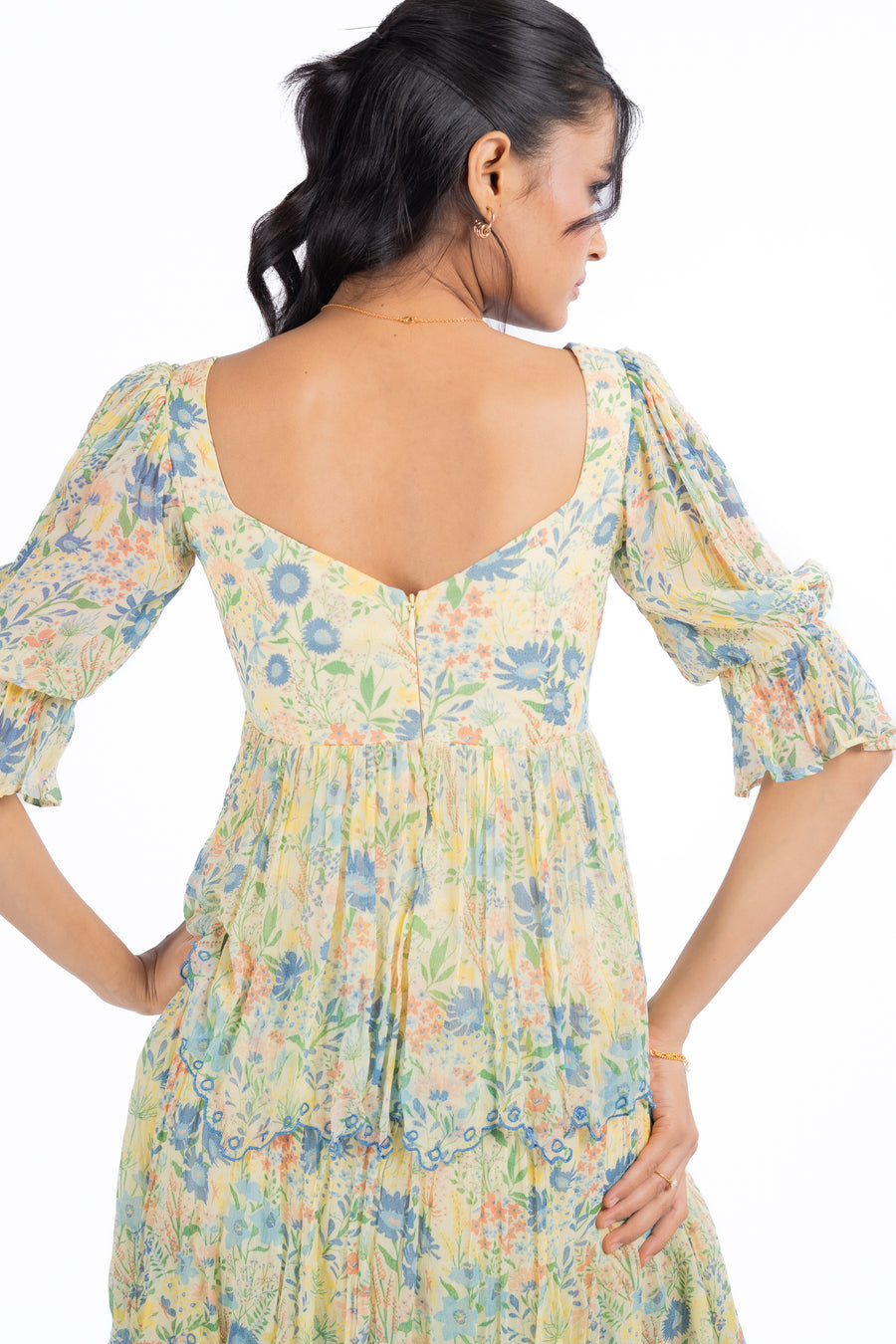 PASTEL YELLOW - MULTI COLOR CHIFFON CHARMY DRESS