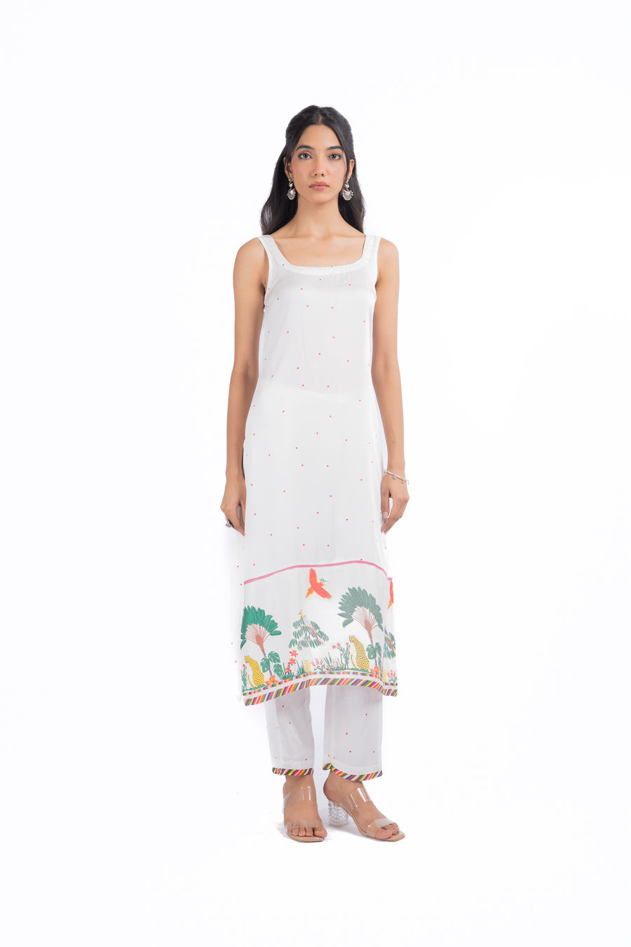 WHITE MODAL SATIN HOOR KURTA SET