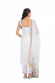 WHITE MODAL SATIN HOOR KURTA SET
