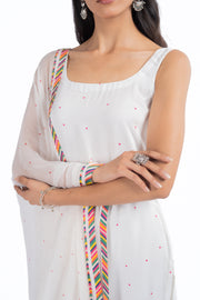 WHITE MODAL SATIN HOOR KURTA SET