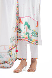 WHITE MODAL SATIN HOOR KURTA SET