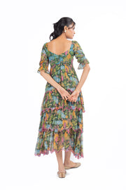 GREEN LUREX CHIFFON AANYA DRESS