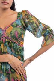 GREEN LUREX CHIFFON AANYA DRESS