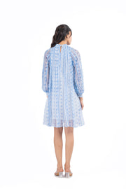 BLUE & WHITE CHIFFON IKA DRESS