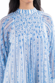 BLUE & WHITE CHIFFON IKA DRESS