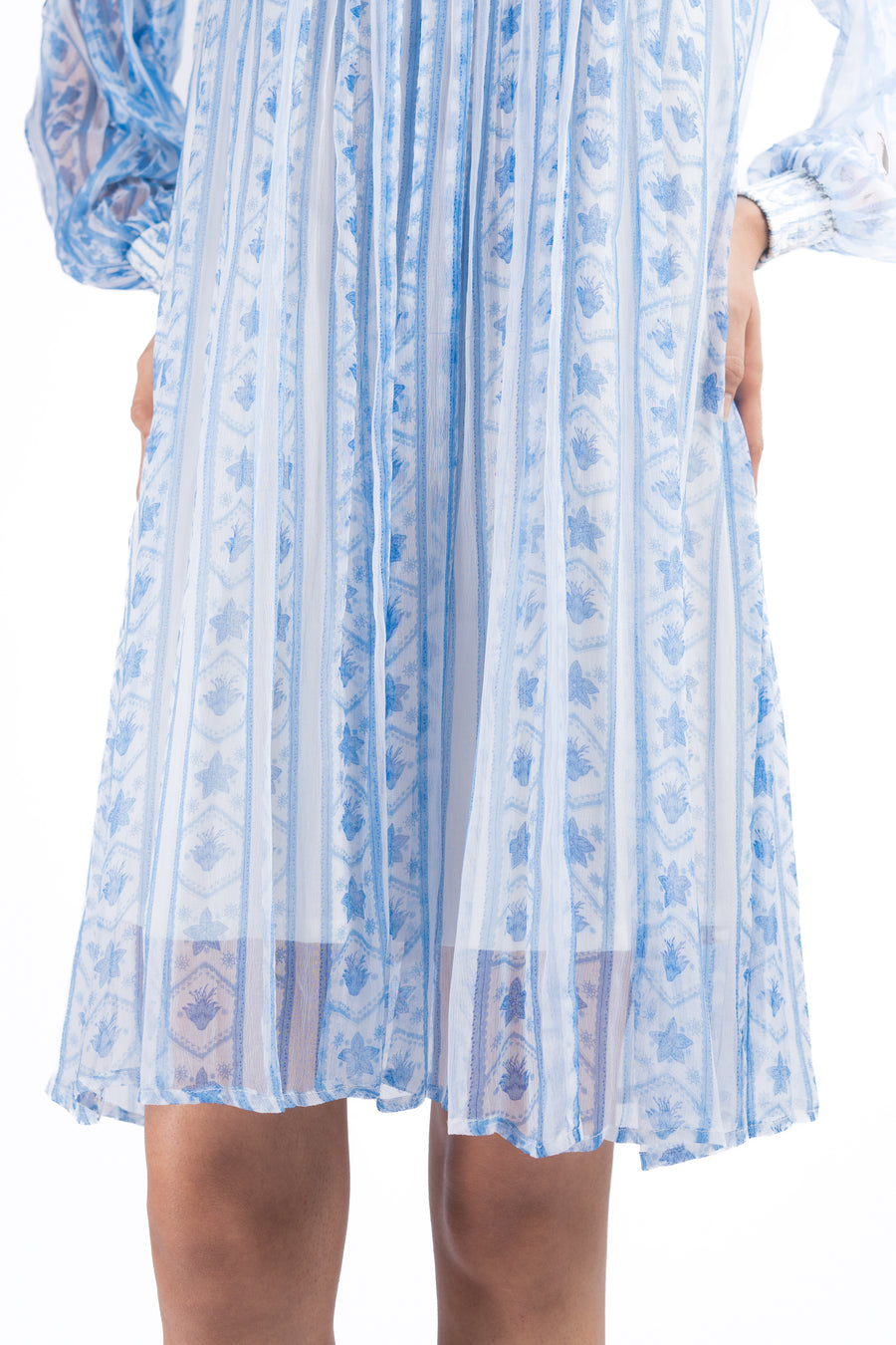 BLUE & WHITE CHIFFON IKA DRESS