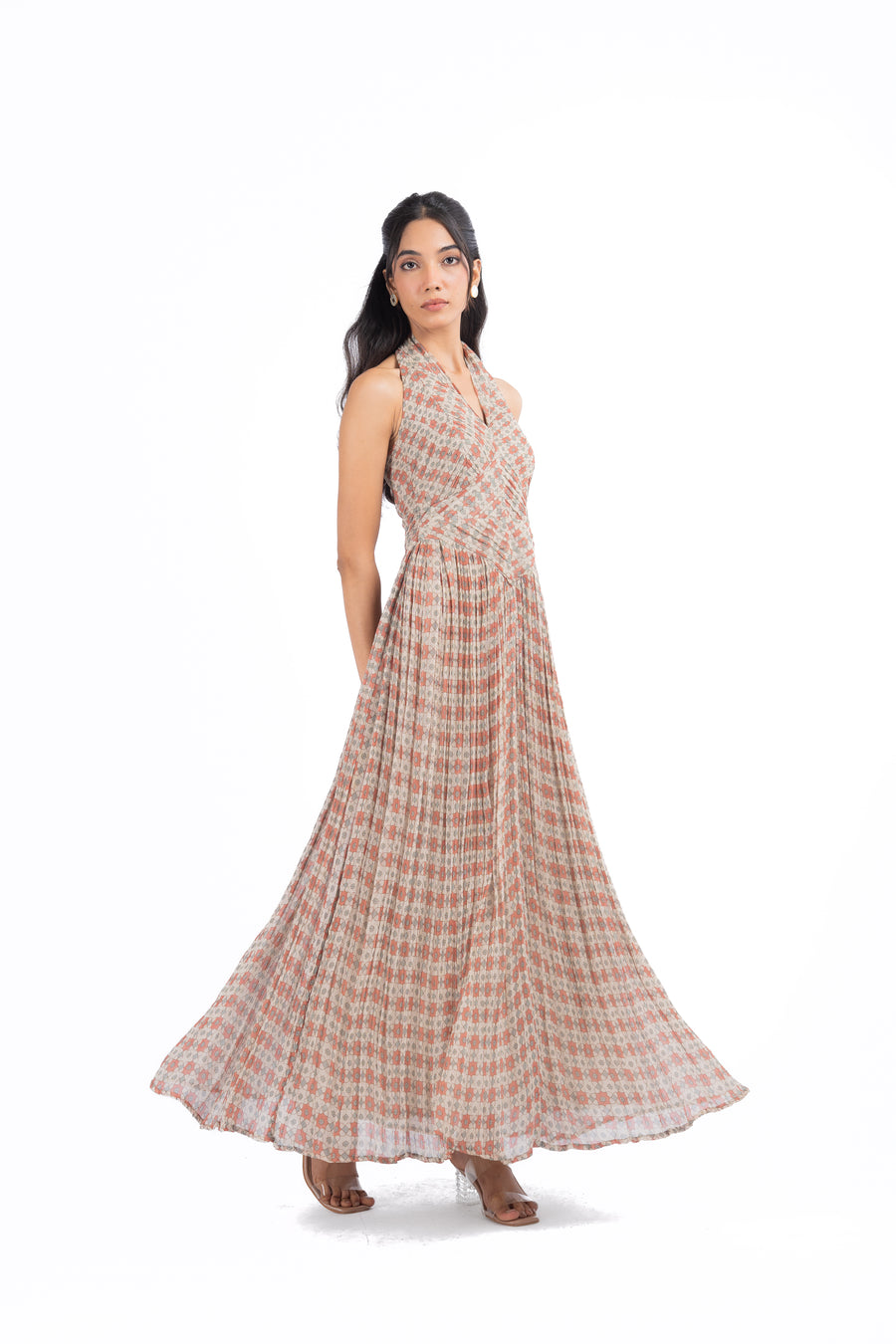 MULTICOLOR CHIFFON GULBAHAR DRESS