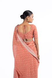 ORANGE CHANDERI KESARIYA NOOR SAREE SET
