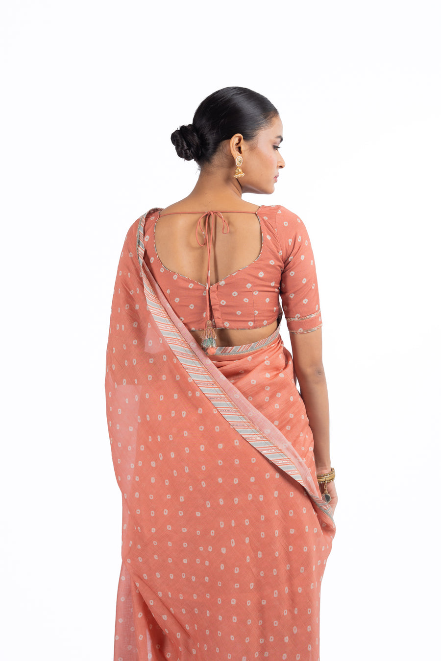 ORANGE CHANDERI KESARIYA NOOR SAREE SET