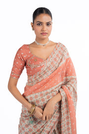 MULTICOLOR CHANDERI JAL JHAROKHA SAREE SET