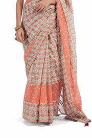 MULTICOLOR CHANDERI JAL JHAROKHA SAREE SET