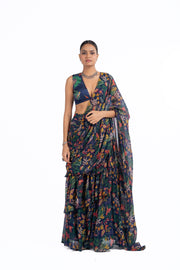 BLUE CHIFFON GOUHAR SAREE