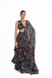 BLUE CHIFFON GOUHAR SAREE