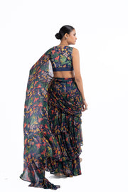 BLUE CHIFFON GOUHAR SAREE
