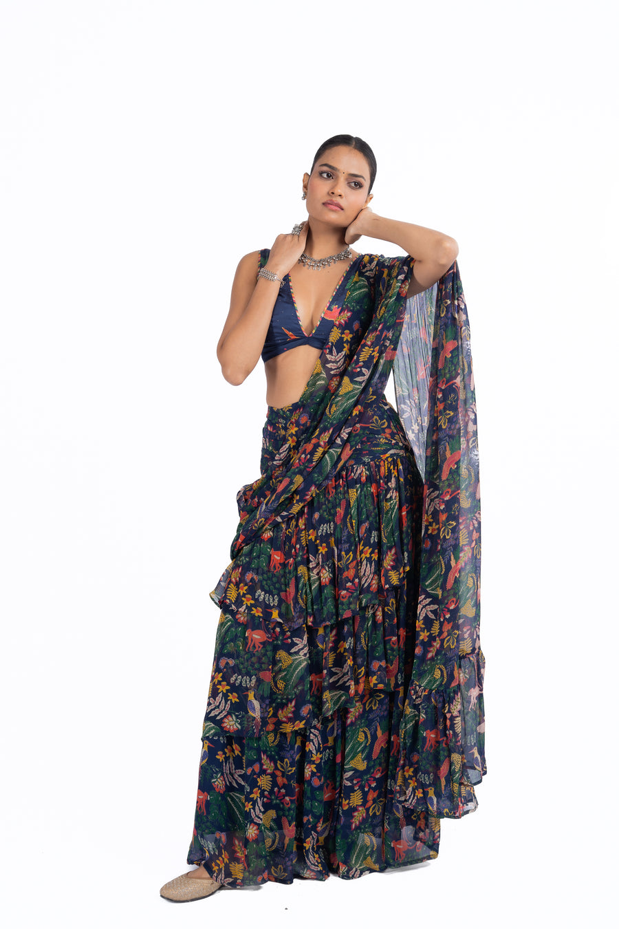 BLUE CHIFFON GOUHAR SAREE