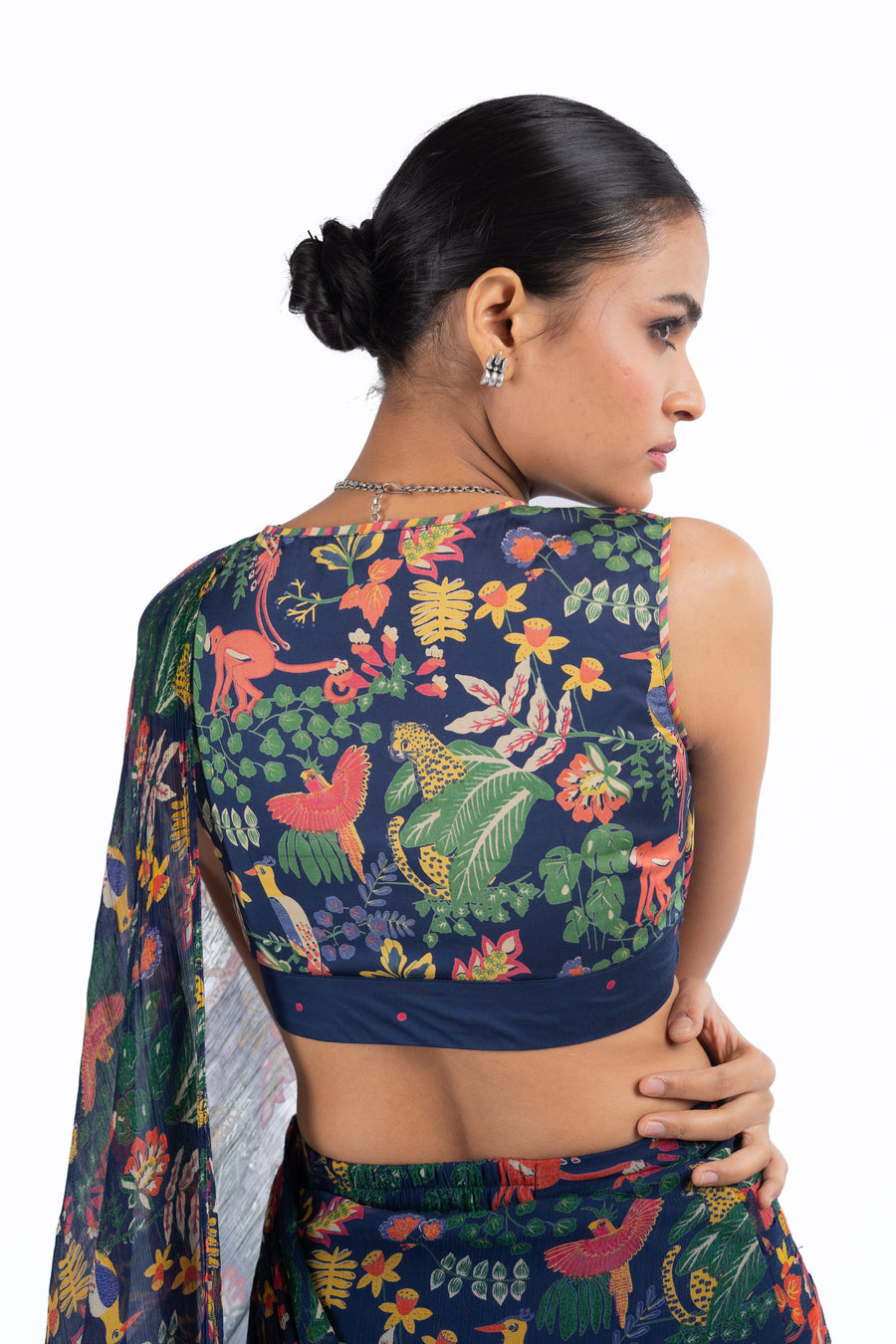 BLUE CHIFFON GOUHAR SAREE