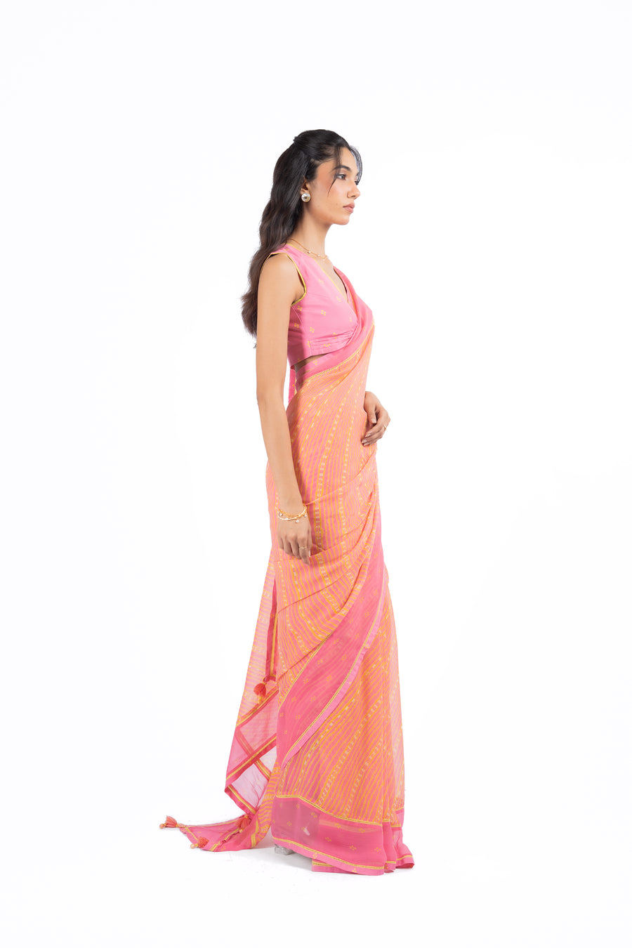 TEEJRI SAREE WITH STITCHED BLOUSE