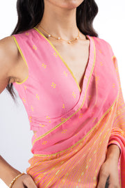 TEEJRI SAREE WITH STITCHED BLOUSE