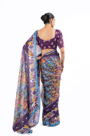 MULTICOLOR LUREX CHIFFON SAMANDAR SAREE SET