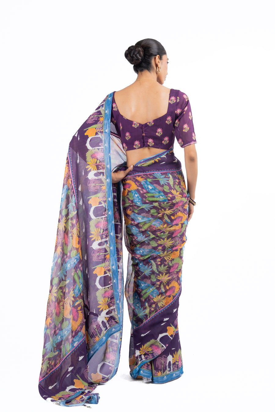MULTICOLOR LUREX CHIFFON SAMANDAR SAREE