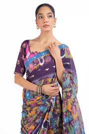 MULTICOLOR LUREX CHIFFON SAMANDAR SAREE SET