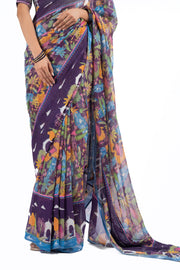 MULTICOLOR LUREX CHIFFON SAMANDAR SAREE SET