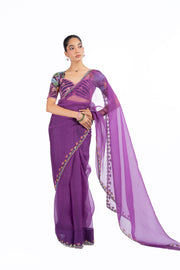 PURPLE ORGANZA GOPI SAREE