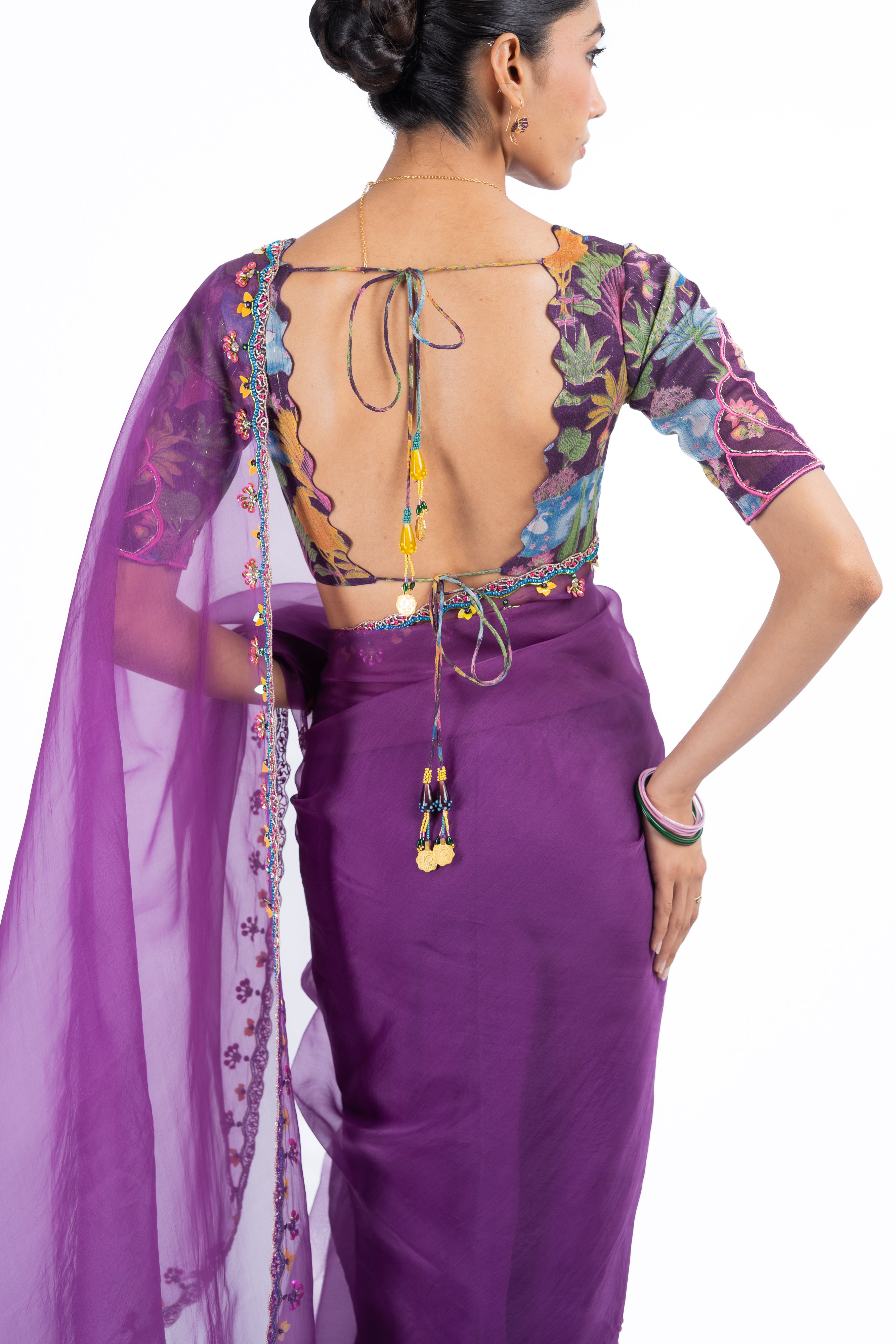 PURPLE CHIFFON AND GEORGETTE NAILA BLOUSE