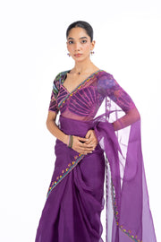 PURPLE ORGANZA GOPI SAREE
