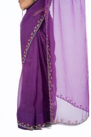 PURPLE ORGANZA GOPI SAREE