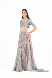AMER SAREE WITH STITCHED BLOUSE  SET OF 2
