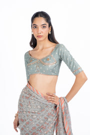AMER SAREE WITH STITCHED BLOUSE  SET OF 2