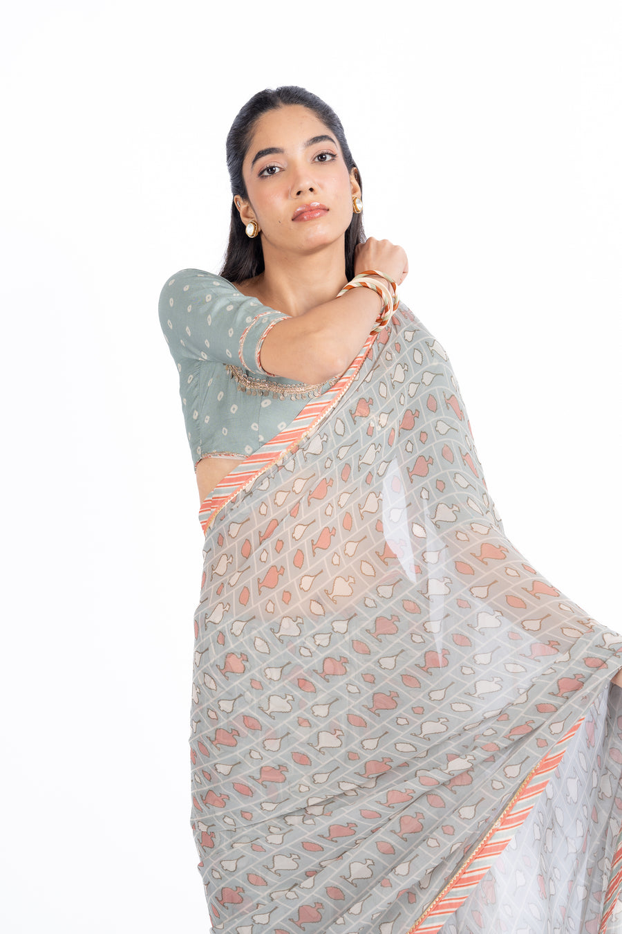 AMER SAREE WITH UNSTITCHED BLOUSE  OF 2