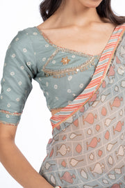 AMER SAREE WITH STITCHED BLOUSE  SET OF 2