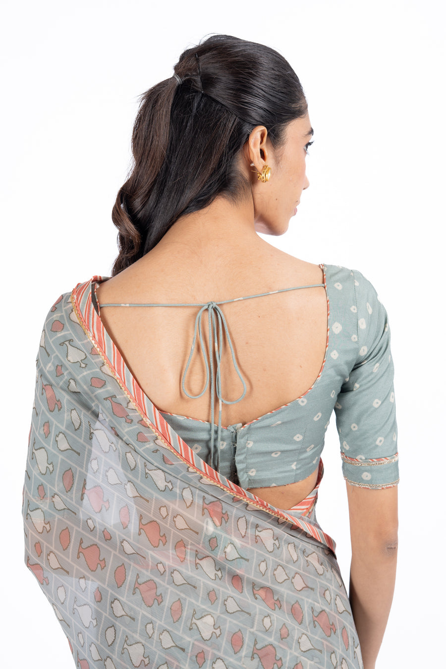AMER SAREE WITH STITCHED BLOUSE  SET OF 2