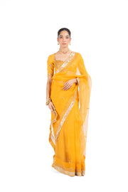 SUNEHRI SAREE WITH STITCHED BLOUSE SET OF 2