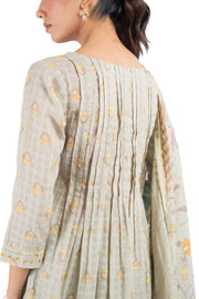 GREEN COTTON DOBBY SOLVIA KURTA PANT SET