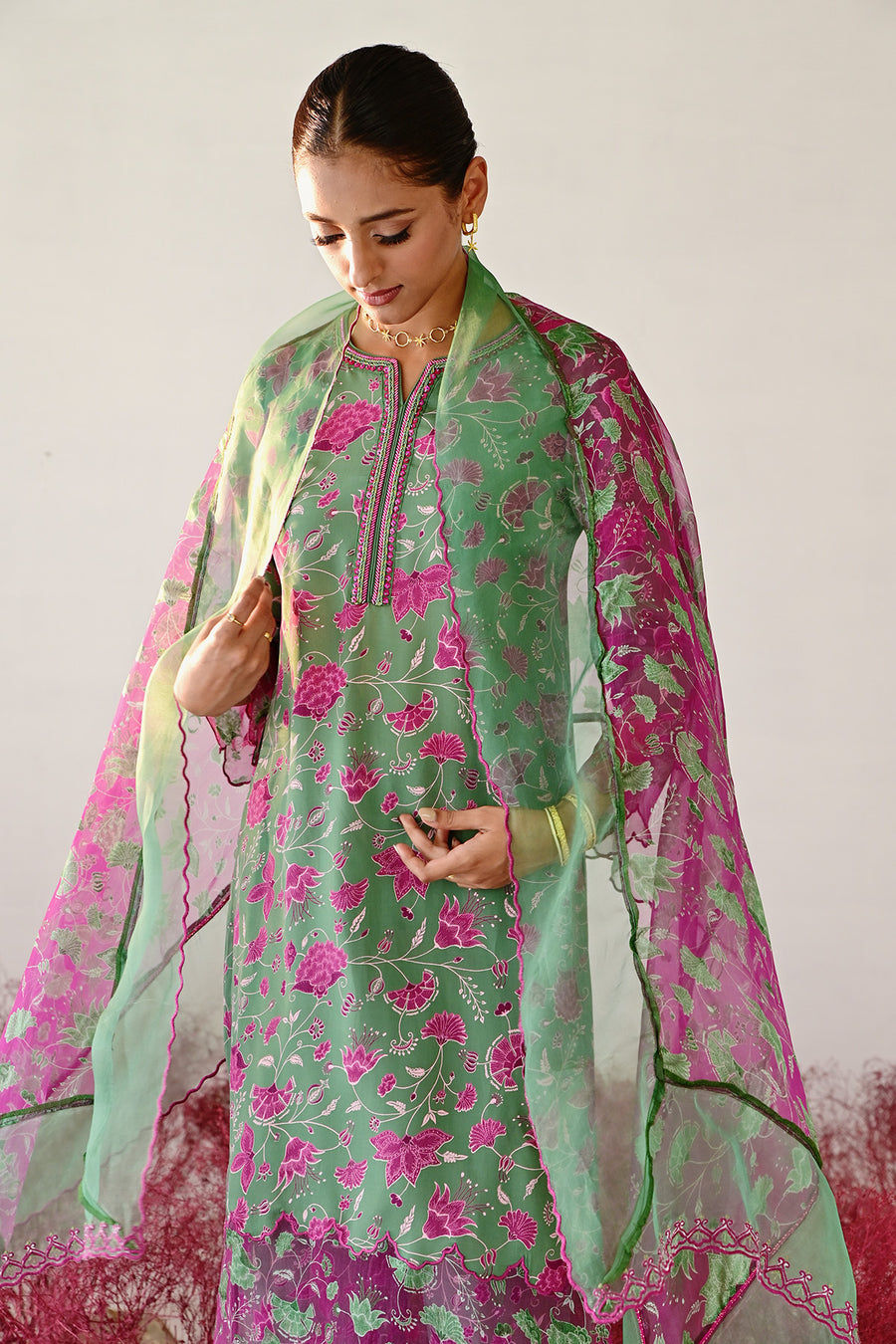 Shabana Straight Kurta Set of 3 •