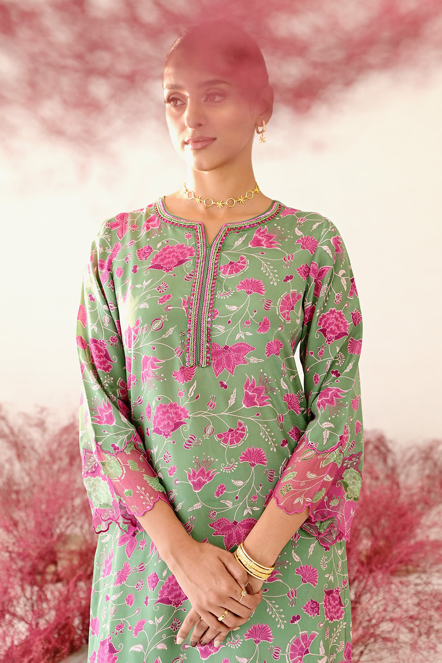 Shabana Straight Kurta Set of 3 •