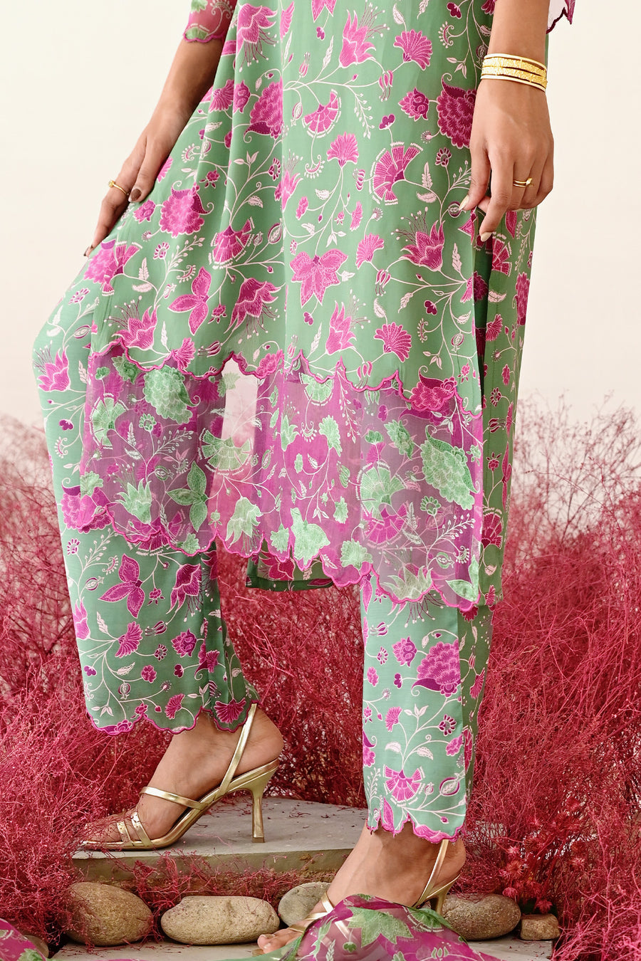 Shabana Straight Kurta Set of 3 •