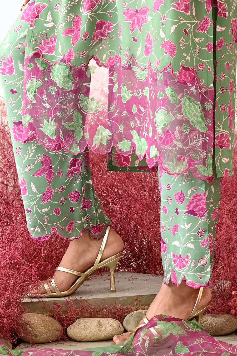 Shabana Straight Kurta Set of 3 •