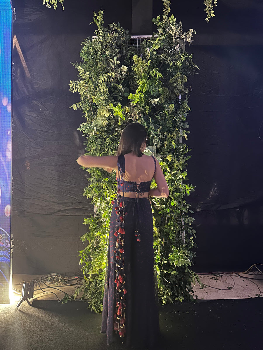 JHUMKI JHALAK JHANKAR SHARARA WITH CORSET AND FLOATING SET OF 3