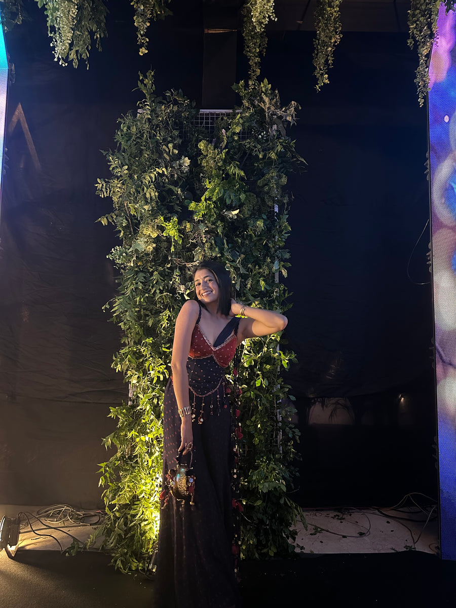 JHUMKI JHALAK JHANKAR SHARARA WITH CORSET AND FLOATING SET OF 3