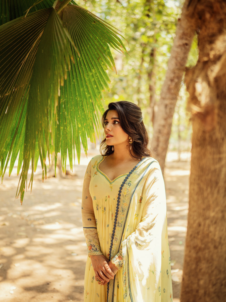 YELLOW CHIFFON EDEN ANARKALI SET