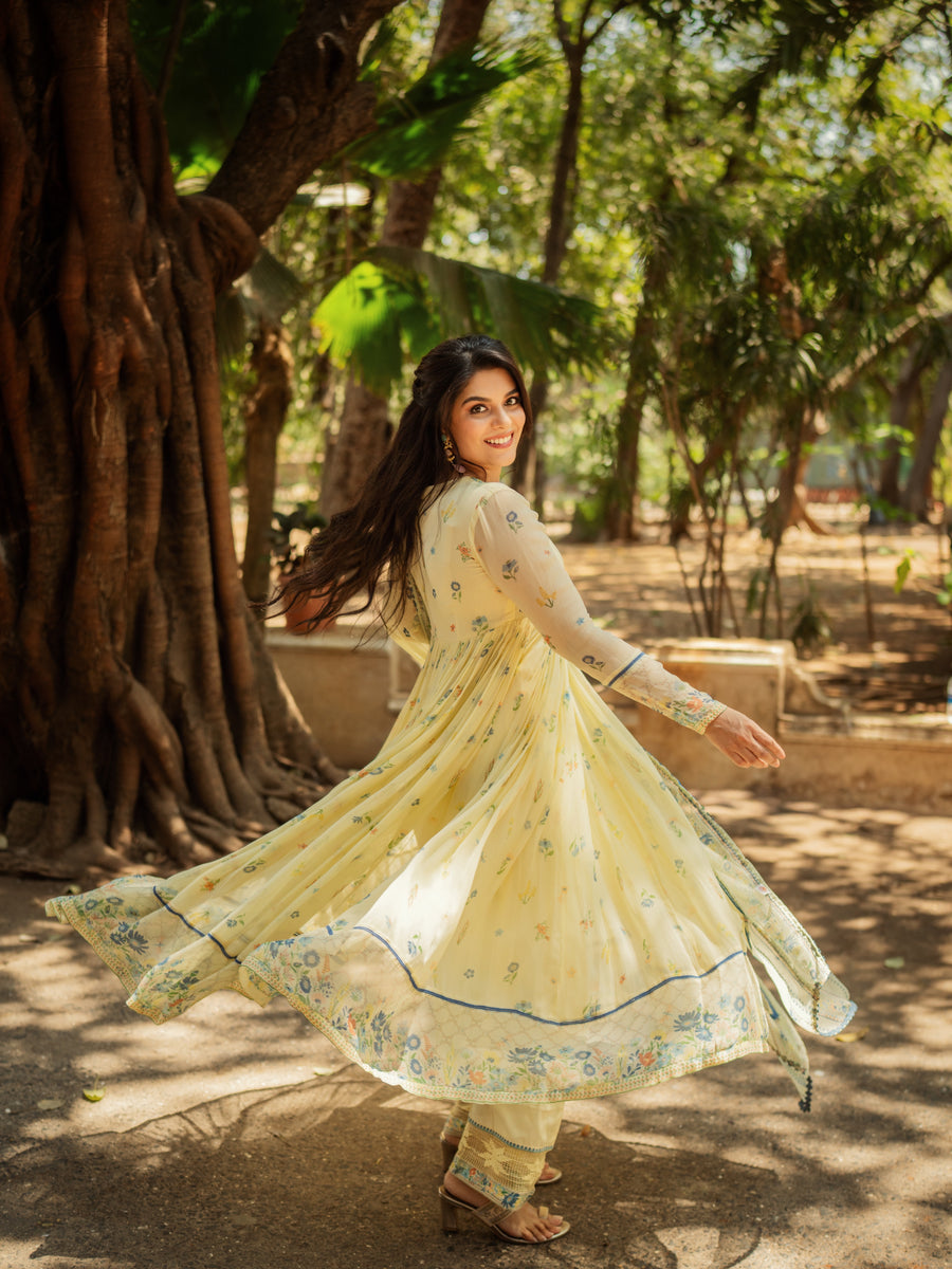 YELLOW CHIFFON EDEN ANARKALI SET