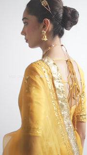 SUNEHRI SAREE WITH STITCHED BLOUSE SET OF 2